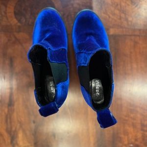 Cobalt BLUE Velvet booties by Shubar.